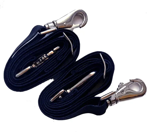 Miniatura 3 de Majestic Ally Paquete de 2 mantas de caballo de longitud ajustable, correa elástica de repuesto para piernas con broches giratorios dobles (negro)
