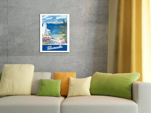 Miniatura 4 de Bermuda Hamilton Waterfront Main Island Somers Isles - Póster de viaje vintage por Frank Lemen c.1950s - Cartel de metal vintage de 8 x 12 pulgadas