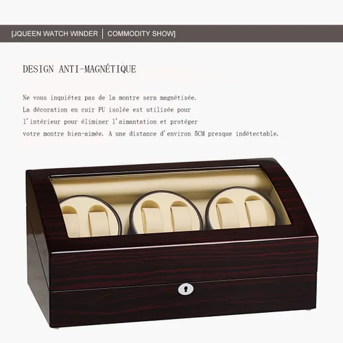 Miniatura 4 de JQUEEN Seis bobinadores automáticos de reloj con 7 espacios de almacenamiento adicionales, motores silenciosos Mabuchi