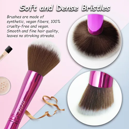 Miniatura 3 de Jilier Juego de brochas de maquillaje 4 en 1 con soporte para brochas de maquillaje de viaje, brochas de maquillaje de viaje con estuche, brochas