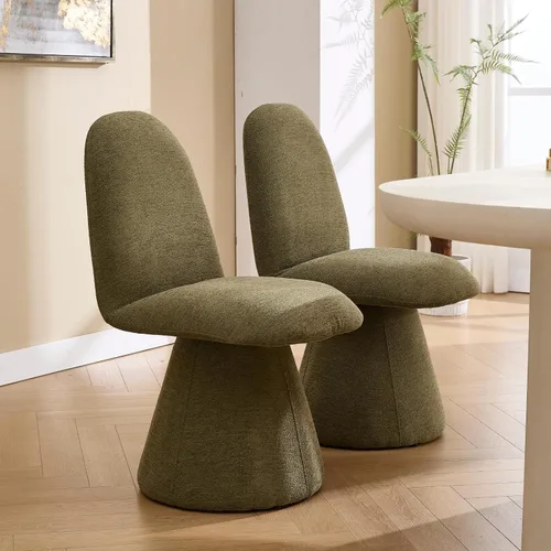 DUOMAY Juego de 2 sillas de comedor giratorias de 360°, modernas de mediados de siglo, tapizadas con respaldo alto, base giratoria silenciosa, silla