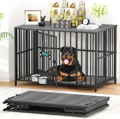 Easycom Mueble plegable para perros de 43 pulgadas, no se ensambla para perros, jaulas decorativas para interiores, jaulas XL para perros grandes