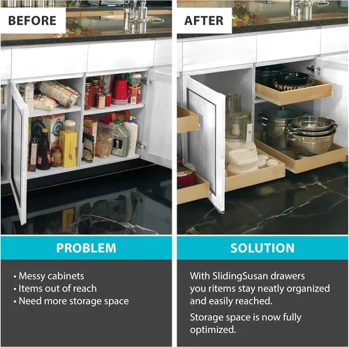 Miniatura 3 de SlidingSusan Organizador de cajones extraíbles para armarios, estantes deslizantes de cierre suave para cocina, despensa, baño y organización