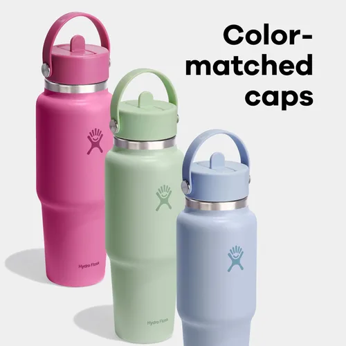 Miniatura 6 de Hydro Flask Botella de agua de viaje – Acero inoxidable aislado – Tapa ancha con pitillo, antiderrames, a prueba de fugas en 24 oz Trillium Pink