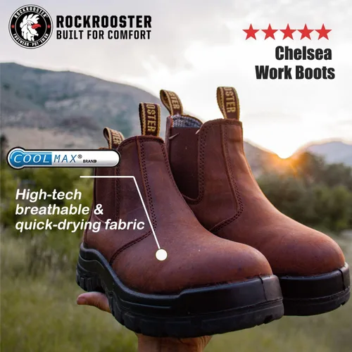 Miniatura 2 de ROCKROOSTER Lumen - Botas Chelsea para hombre, botas de cuero aceitado, botas de trabajo de punta suave de 6 pulgadas, Poron XRD, Coolmax, ASTM