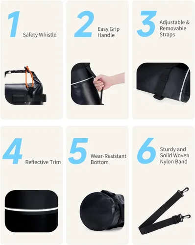 Miniatura 5 de ECOHUB Bolsa seca impermeable para mujeres y hombres, 5L/10L/20L Roll Top Bolsa de almacenamiento ligera en seco Mochila para viajes, kayak
