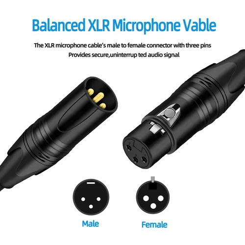 Miniatura 5 de Cable XLR a XlR de alta calidad (3 pies 1 paquete) conector de cable equilibrado con cancelación de ruido, cables de micrófono XLR de 3 pines, cable