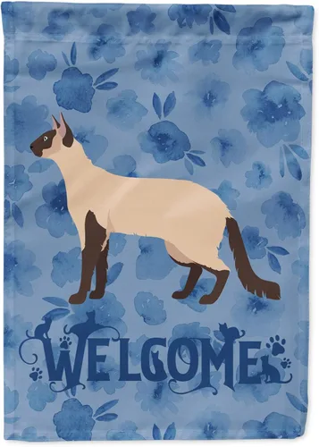 Miniatura 360 de Caroline's Treasures CK4813CHF - Bandera de bienvenida con gato abisinio azul, manga grande, para porche, para colgar en la pared, poliéster