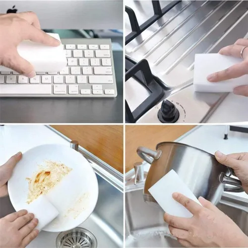 Miniatura 2 de Paquete de 100 esponjas mágicas extra gruesas de limpieza – Esponja de borrador reutilizable para todas las superficies