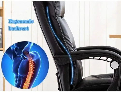 Miniatura 5 de Silla de oficina ergonómica de cuero ejecutiva grande y alta con base de respaldo alto, reposabrazos reposapiés oculto y sillas giratorias para Beige