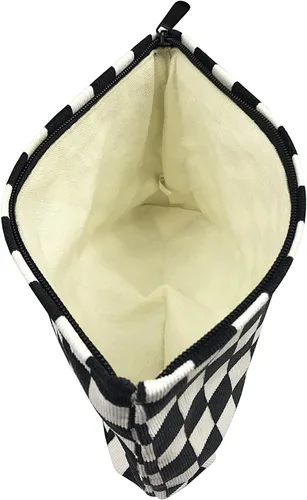 Miniatura 8 de Bolsa de maquillaje para mujeres, bolsa de cosméticos de pana con diseño estético, bolsa de mano para damas, estuche para lápices para niñas, lindo