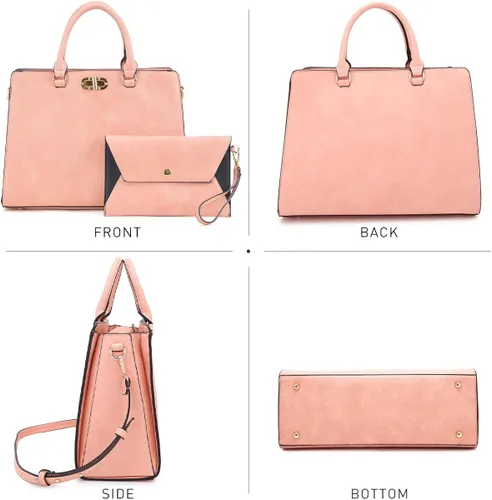 Miniatura 2 de Dasein Bolsos de mano para mujer bolsos de mano con asa superior bolsos de trabajo bolsos de hombro con embrague a juego juego de 2 piezas