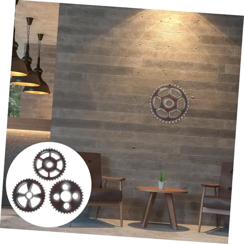 Miniatura 5 de Cabilock 3 piezas de decoración de pared de engranajes retro de madera con diseño hueco estilo industrial colgante de pared para el hogar, bar, sala