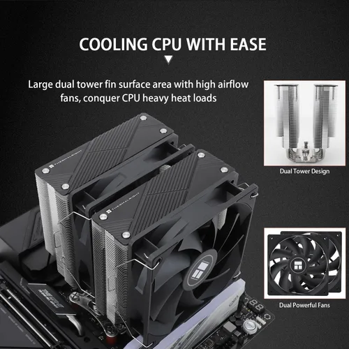 Miniatura 4 de Thermalright Phantom Spirit 120 Enfriador de aire para CPU, 7 tubos de calor, ventiladores duales TL-C12B V2 PWM de 120 mm, tecnología AGHP 4.0