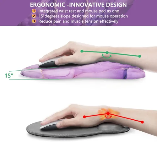Miniatura 4 de Alfombrilla de mouse ergonómica con reposamuñecas, cómoda alfombrilla de mouse para computadora portátil para aliviar el dolor con base de Mármol