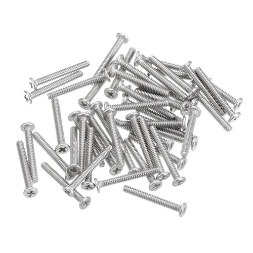 Miniatura 30 de Uxcell M1-0.25 x 2 mm 50 piezas Tornillos de cabeza plana redonda 304 de acero inoxidable Phillips Drive tornillos de máquina para fijación