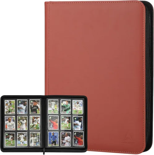 Miniatura 11 de Carpeta de 9 bolsillos para tarjetas intercambiables, capacidad 540 con cierre de cremallera, protector de tarjetas de piel sintética de doble cara