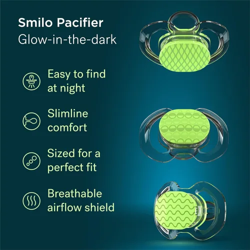 Miniatura 3 de Smilo Chupete para bebé con diseño ortodóntico para un desarrollo dental saludable, etapa 3 para bebés de 9 meses en adelante, paquete de 3 chupetes
