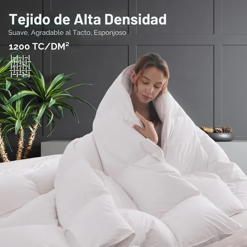 Miniatura 3 de L LOVSOUL Edredón de fibra de plumón de ganso tamaño Queen, 100% algodón orgánico, 1200 TC, 750 + potencia de relleno, colección de hotel, edredones