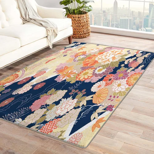 Miniatura 11 de Alfombra botánica pequeña de 2 x 3 pulgadas, alfombra floral, lavable para entrada, dormitorio, sala de estar, alfombra suave antideslizante de pelo