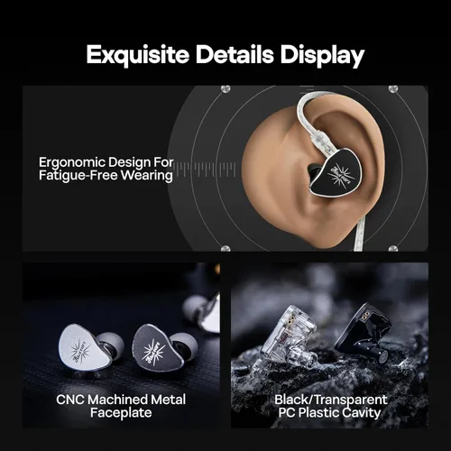 Miniatura 5 de Linsoul Kiwi Ears Belle 10 mm DLC controlador dinámico de 10 mm para monitorización intra-auricular, auriculares HiFi con cable con cables dobles