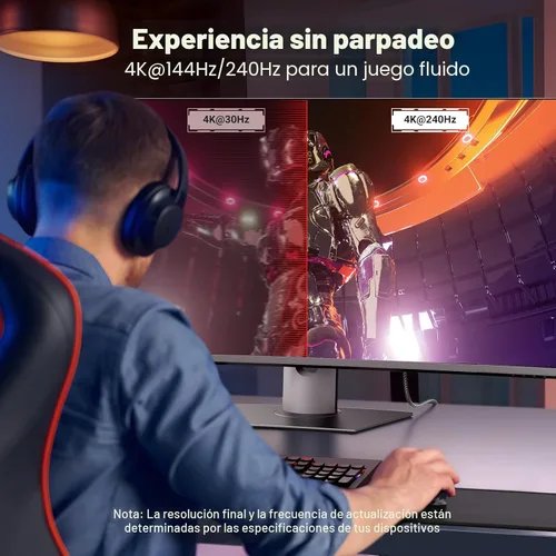 Miniatura 3 de UGREEN Cable USB C a DisplayPort 1.4 8K @60Hz 4K a 240Hz unidireccional Thunderbolt 4/3 a DisplayPort cable USB C a DP 32.4Gbps compatible