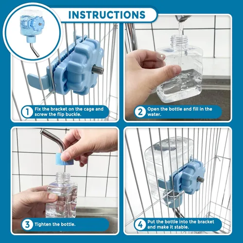 Miniatura 4 de Vannon Botellas de agua para animales pequeños de 6 onzas (6.0 fl oz), dispensador de agua transparente para conejos, cobayas, chinchillas, hurones