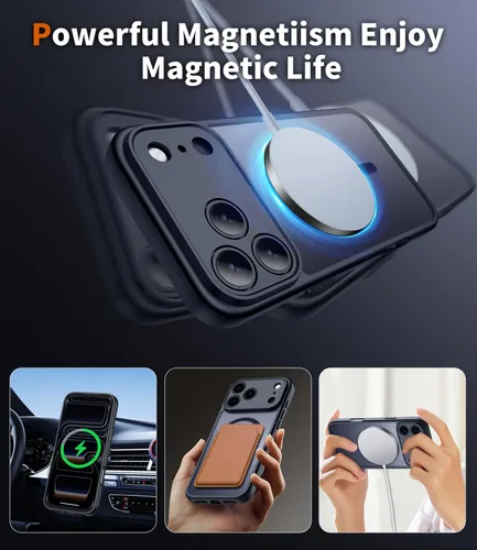 Miniatura 3 de Funda 2 en 1 para iPhone 17 Pro, protección completa de la cámara, compatible con MagSafe, delgada, translúcida, mate, a prueba de golpes, Negro