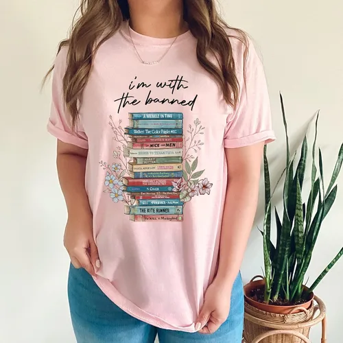 Miniatura 4 de I'm with The Banned Shirt - Camiseta de nerd de lectura con texto en inglés I'm with The Banned, Real