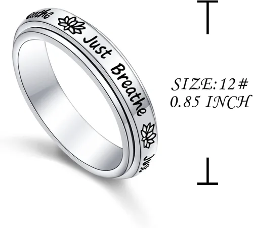 Miniatura 6 de Anillos giratorios de plata de ley S925 para aliviar la ansiedad y el aburrimiento TDAH autismo banda para mujeres y adolescentes