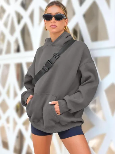 Miniatura 53 de AUTOMET Sudaderas de gran tamaño con capucha de forro polar para mujer, camisas de manga larga, sudaderas con bolsillo para otoño 2025