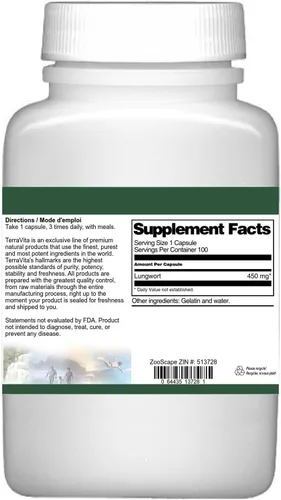 Miniatura 3 de Lungwort - 450 mg (100 Cápsulas, ZIN: 513728)