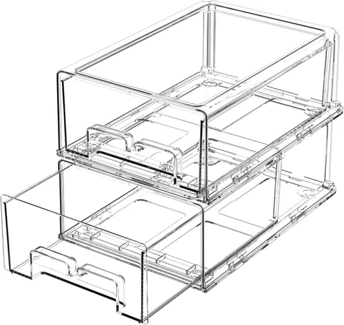 damynuo Paquete de 2 cajones para refrigerador, organizadores de refrigerador, cajones de almacenamiento apilables, contenedores organizadores