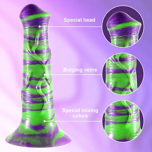 Miniatura 3 de Consolador de caballo, consolador pequeño de 7.8 pulgadas con ventosa fuerte, consolador de fantasía morado, consolador de silicona para adultos