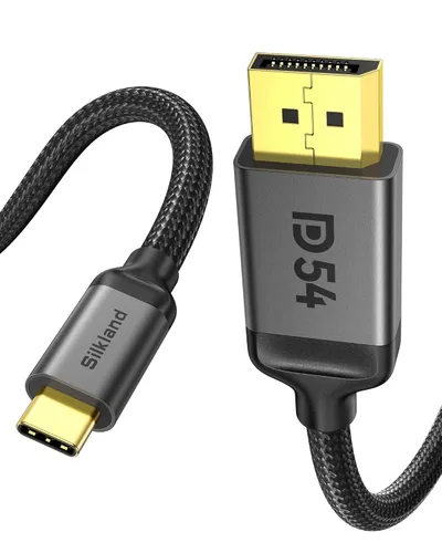Miniatura 9 de Silkland Cable USB C a DisplayPort 2.1 de 80 Gbps [16K @60Hz, 8K @240Hz, 4K @540Hz], cable unidireccional Thunderbolt 5/4 a DisplayPort, USBC a DP