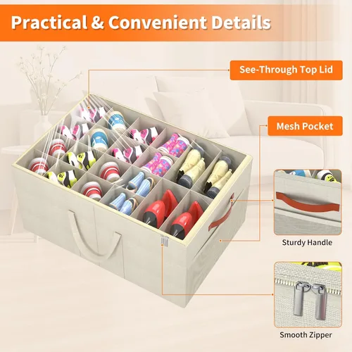 Miniatura 4 de Aokeyee Paquete de 2 organizadores de zapatos para armario, caja grande de almacenamiento de zapatos con capacidad para hasta 48 pares, organizador