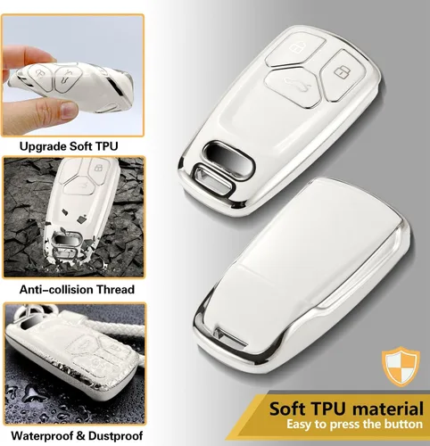 Miniatura 2 de Funda para llavero Nissan con llavero de cuerda trenzada de metal de lujo, funda suave mejorada para llave Nissan (solo 3 botones)