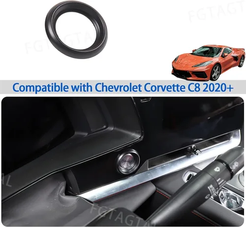 Miniatura 6 de Cubierta de botón de arranque de parada del motor para Chevrolet Corvette C8 Stingray 2020-2024, accesorios de anillo de arranque de encendido ABS