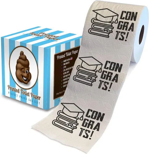 Miniatura 9 de Printed TP Congrats - Papel higiénico impreso para regalo, divertido rollo de papel higiénico para bromas, sorpresa, decoración de baño, regalo
