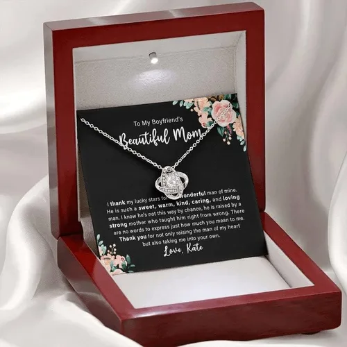 Miniatura 2 de Collar con texto en inglés "To My Boyfriend's Mom Thank You For Creating My Best Friend", collar de regalo para el día de la madre para cumpleaños
