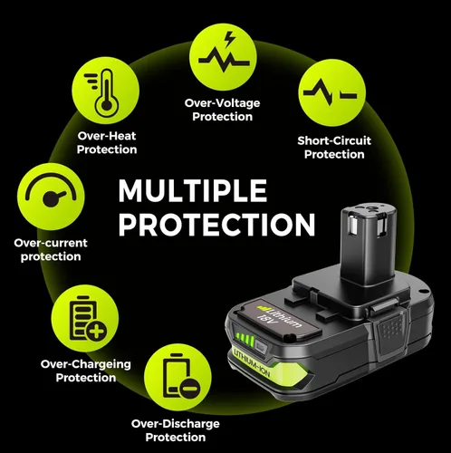 Miniatura 2 de Paquete de 2 baterías de repuesto de 18 V 3.5 Ah para batería Ryobi de 18 V, compatible con herramientas eléctricas y cargadores Ryobi One+