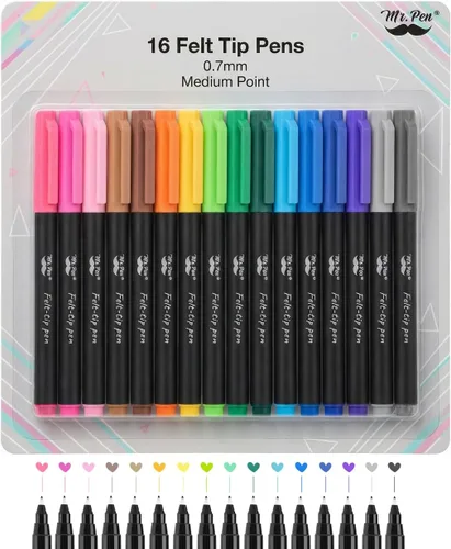 Miniatura 11 de Mr. Pen - Bolígrafos de punta de fieltro, paquete de 8, 0.028 in, colores surtidos, secado rápido, bolígrafos de punta de fieltro fina para artes