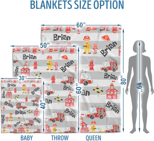 Miniatura 5 de Manta de bombero, mantas de bebé de camión de bomberos, mantas de bebé personalizadas para niños, mantas de bebé personalizadas con nombre, manta