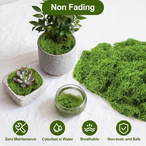 Miniatura 5 de Musgo verde falso de 5.3 onzas para plantas de interior, musgo artificial para manualidades, decoración floral de bricolaje, jardín de hadas, fiesta
