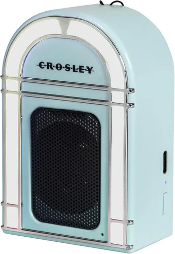 Miniatura 13 de Crosley CR3046A-AB Mini Jukebox Altavoz Bluetooth portátil con luces LED y micrófono, azul aguamarina Azul Aqua
