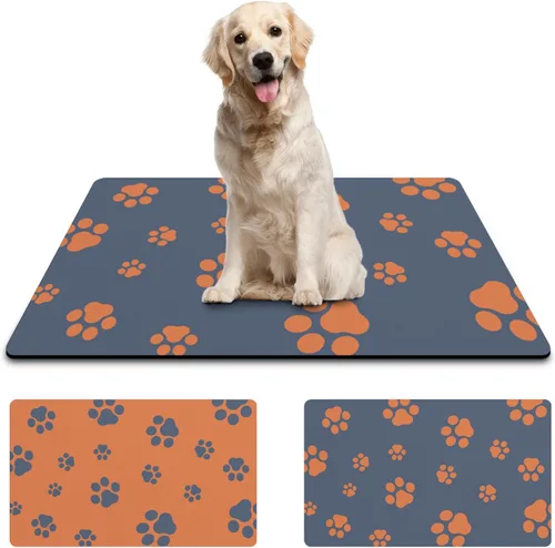 Miniatura 8 de Tapete de 12"×20" para comida de perro - Tapete absorbente para comida y agua, sin manchas, secado rápido, tapete para cuenco de gato, tapete