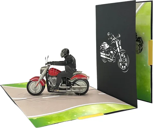 Miniatura 2 de 3D Pop Up Tarjeta de Felicitación Vehículos Tema (Motorcycle)