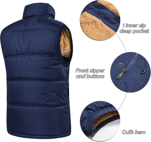 Miniatura 3 de XinYangNi Men's Winter Warm Outdoor Padded Puffer Vest Thick Fleece Lined Sleeveless Jacket