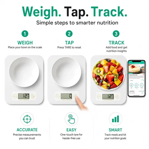 Miniatura 8 de URAMAZ Báscula de alimentos con calculadora nutricional, báscula digital de alimentos para báscula de cocina gramos y onzas, báscula inteligente
