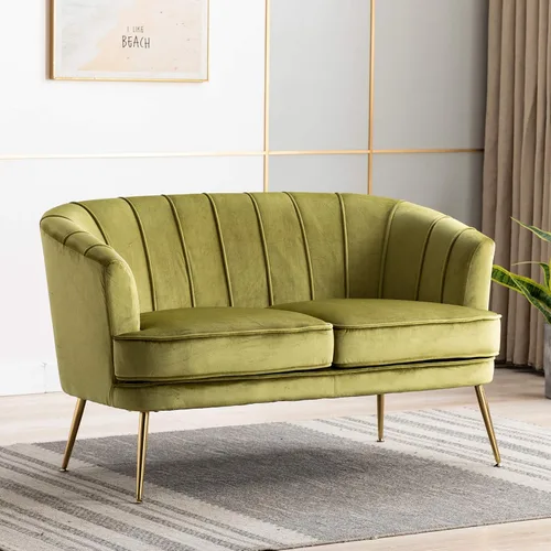 Miniatura 10 de Silla de barril moderna de terciopelo con acento, sillón con patas doradas para sala de estar, dormitorio, oficina en casa, silla de club